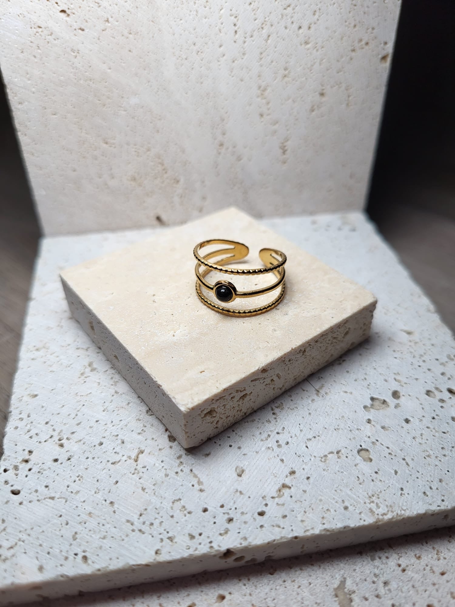 Aarya - Ring - Black - Natuursteen - Stainless Steel