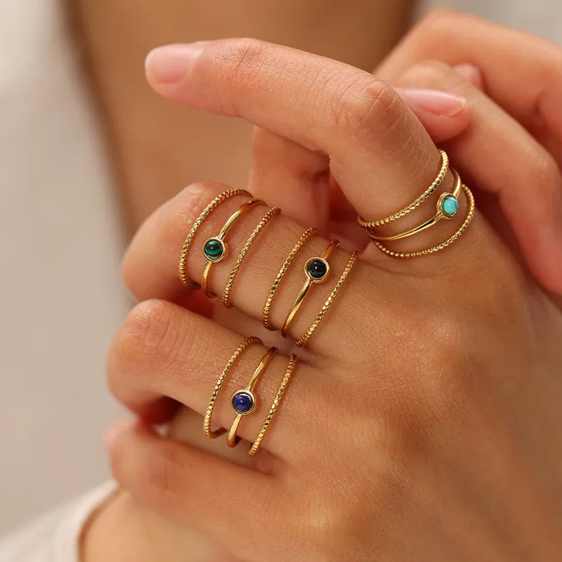 Aarya - Ring - Black - Natuursteen - Stainless Steel