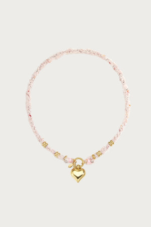 Roze Amante Hartjes Ketting van Stainless Steel met Gouden Hanger, trendy dames jewellery ketting.