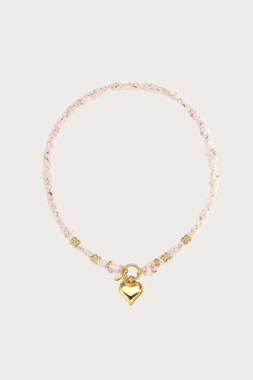 Roze Amante Hartjes Ketting van Stainless Steel met Gouden Hanger, trendy dames jewellery ketting.