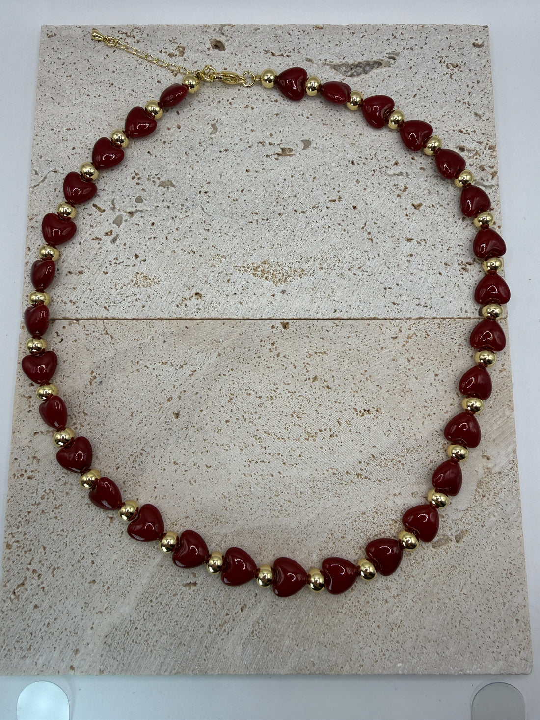 Amour - Hartjes Ketting - Rood - Stainless Steel