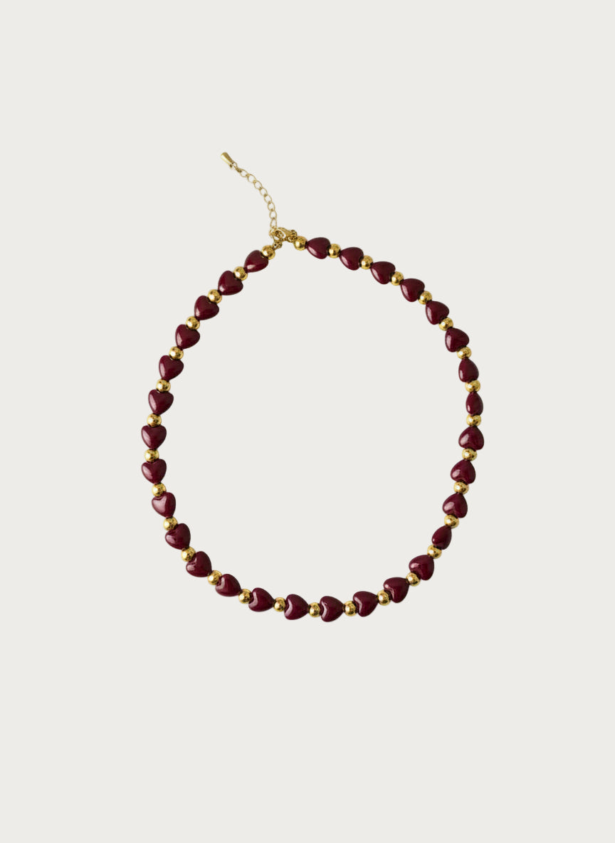 Amour - Hartjes Ketting - Rood - Stainless Steel