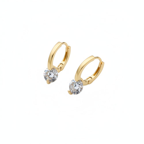 Gouden oorringen met schitterende zirkoon, duurzaam stainless steel dames sieraad, trendy mode accessoires