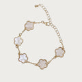 Belle armband wit roestvrij staal met bloemhangers, elegante dames sieraad