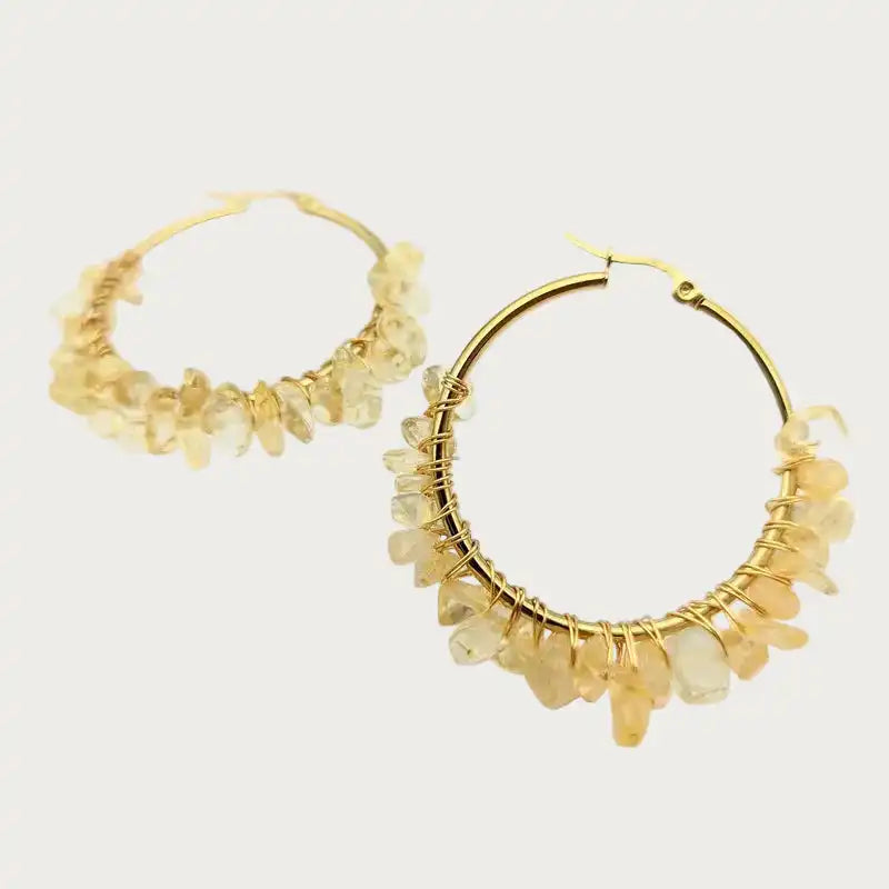 Citrine - Natuursteen - Oorbellen - Stainless Steel
