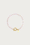 Lichtroze armband van natuursteen kralen met gouden sluiting en detail voor dames, elegante sieraden