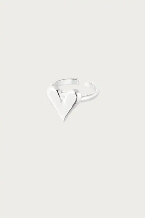 Classy Heart zilveren ring van roestvrij staal met glanzend hartje, verstelbaar sieraad voor dames