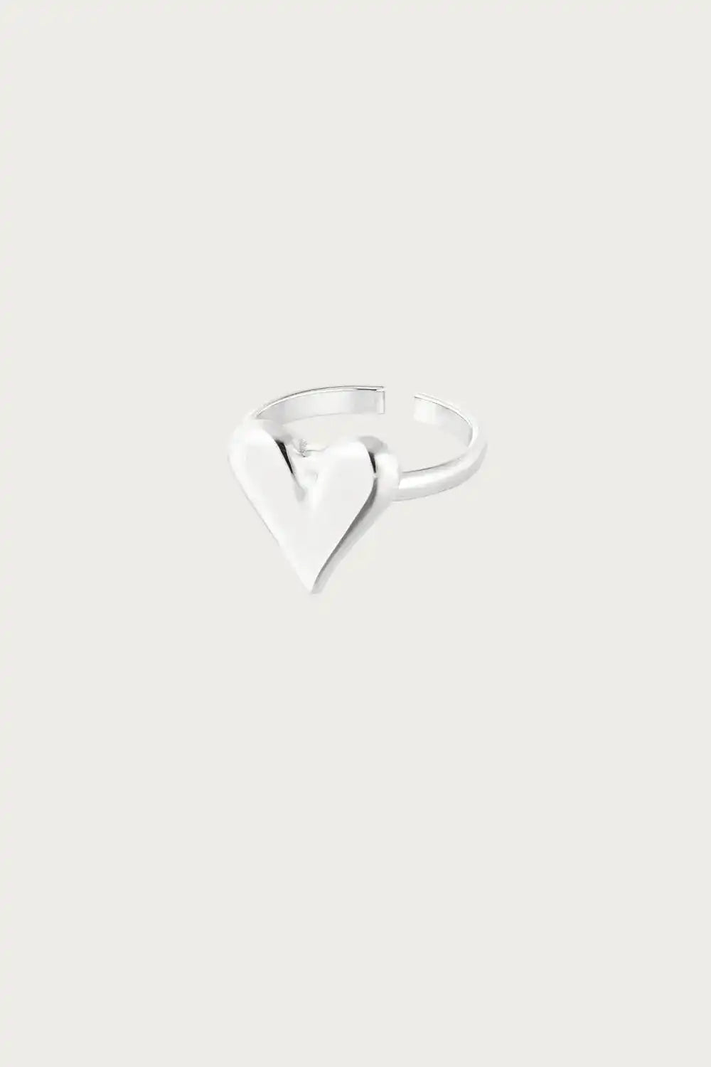Classy Heart zilveren ring van roestvrij staal met glanzend hartje, verstelbaar sieraad voor dames