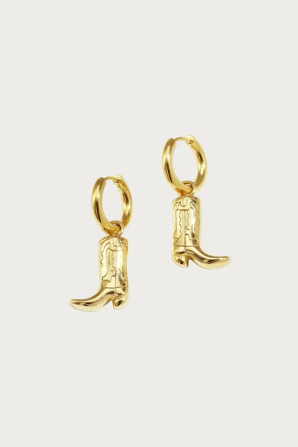 Gouden cowboylaars oorbellen van roestvrij staal, unieke statement oorhangers trendy western stijl sieraden