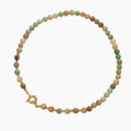 Elara kralenketting van natuursteen met diverse groene en aardetinten kralen en een gouden sluiting, new arrival NH08