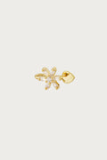 Gouden neus- of earcuff met bloemdesign en sprankelende zirkonia stenen, elegant sieraad