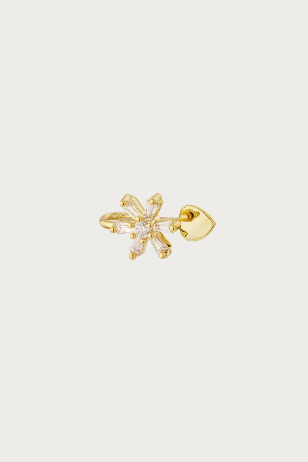 Gouden neus- of earcuff met bloemdesign en sprankelende zirkonia stenen, elegant sieraad