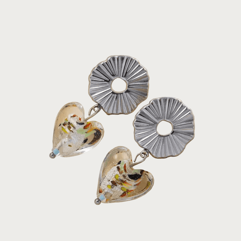Glass Heart Drop – Oorbellen – Stainless Steel