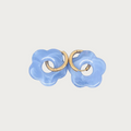 Rosy blauwe bloem oorbellen met gouden hart oorbellen blauwe bloem sieraden