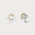 Stijlvolle Rosy oorbellen met grijs/witte marmer look bloem vorm hangers en gouden oorringen, trendy dames sieraden