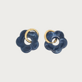 Rosy oorbellen, donkerblauw marmer effect, bloemvormige oorbellen, statement sieraden