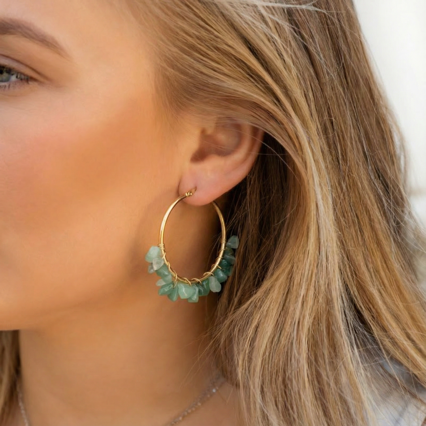 Green Aventurine - Natuursteen - Oorbellen - Stainless Steel