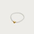 Witte parel armband met gouden hartje, stainless steel hartjes armband, dames sieraden