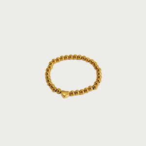 Gouden Stainless Steel kralen armband met hartje, dames sieraad