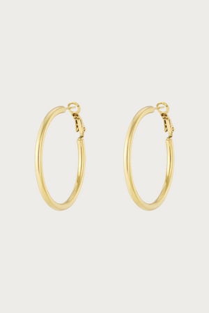 Gouden Lyra oorbellen van stainless steel, ronde creolen, minimalistische sieraden voor dames