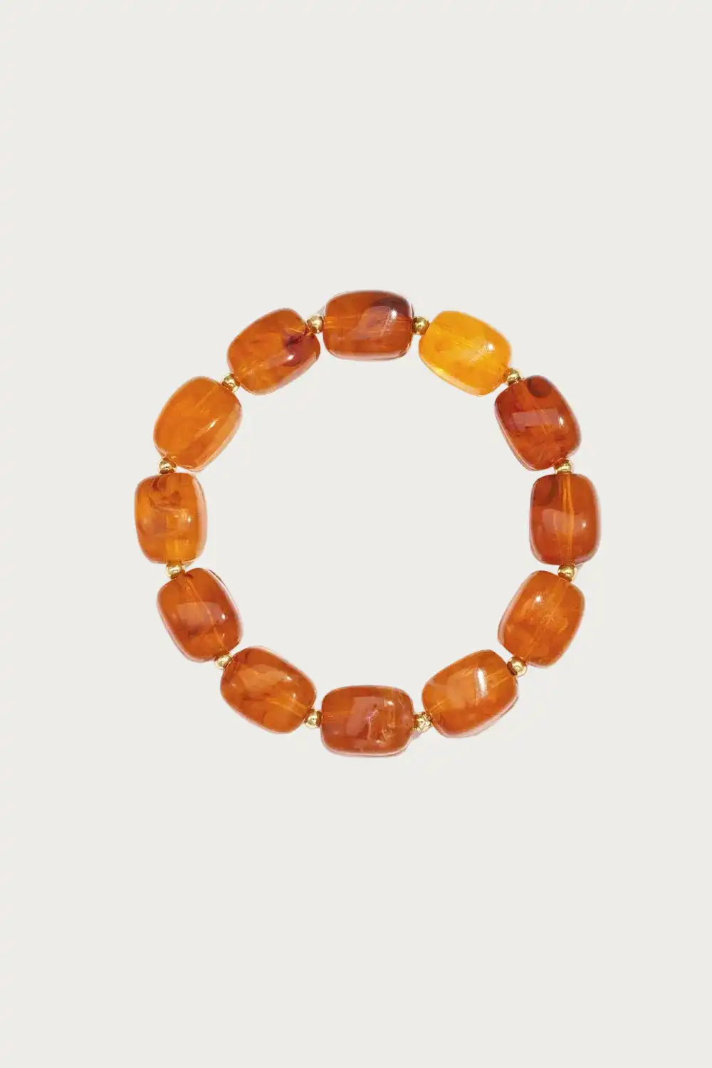Mara - Kralen armband - Amber - Stainless Steel met warme amberkleurige kralen en goudkleurige accenten, perfect voor elke sieradencollectie.