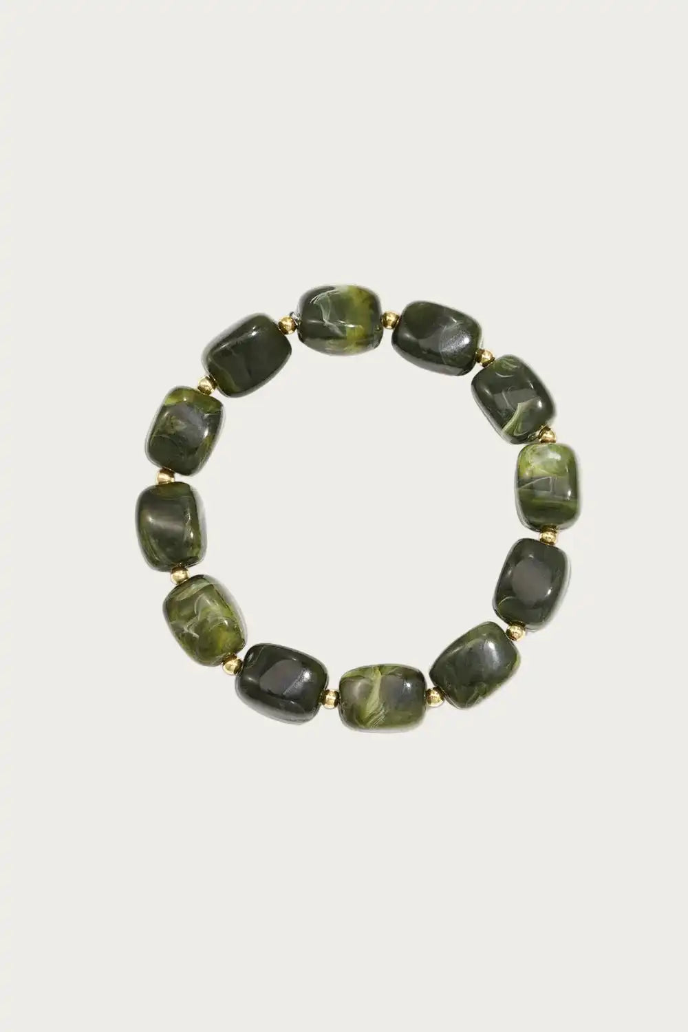 Mara - Kralen armband - Green - Stainless Steel met diepe groene kralen en goudkleurige accenten, perfect voor stijlvolle combinaties.