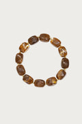 Mara kralen armband met glanzende bruine 'chocolate' stenen en gouden roestvrijstalen accenten, luxe dames sieraden