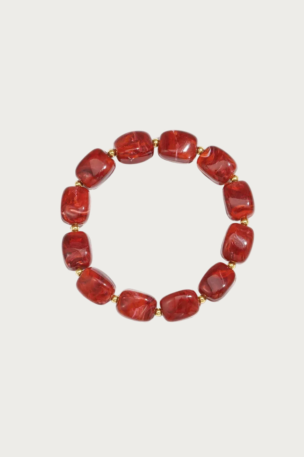 Mara - Kralen armband - Ruby Red - Stainless Steel