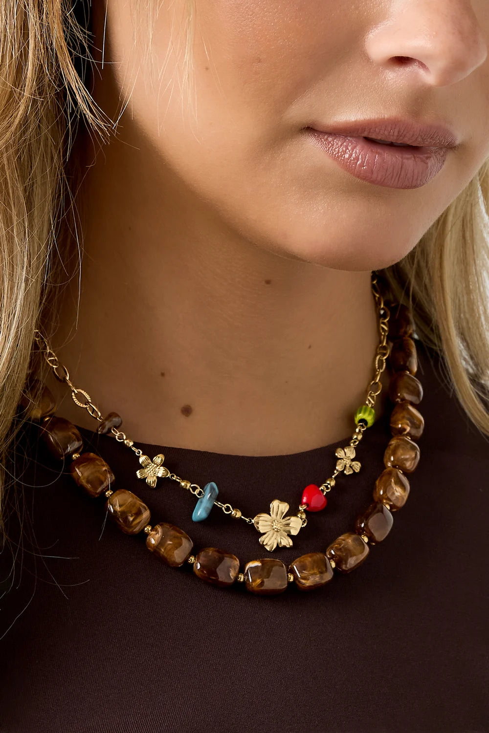 Mara – Ketting - Chocolate – Stainless Steel