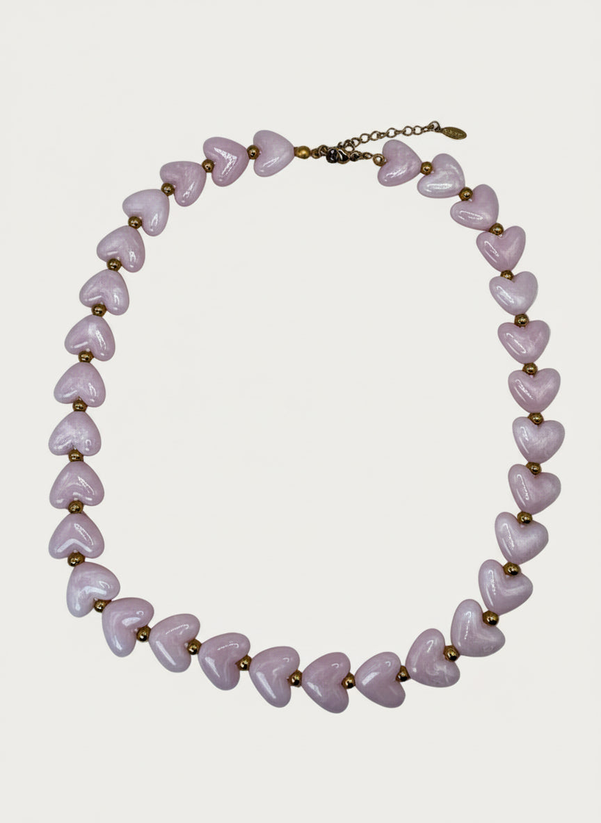 Milena - Hartjes Ketting - Pink - Stainless Steel