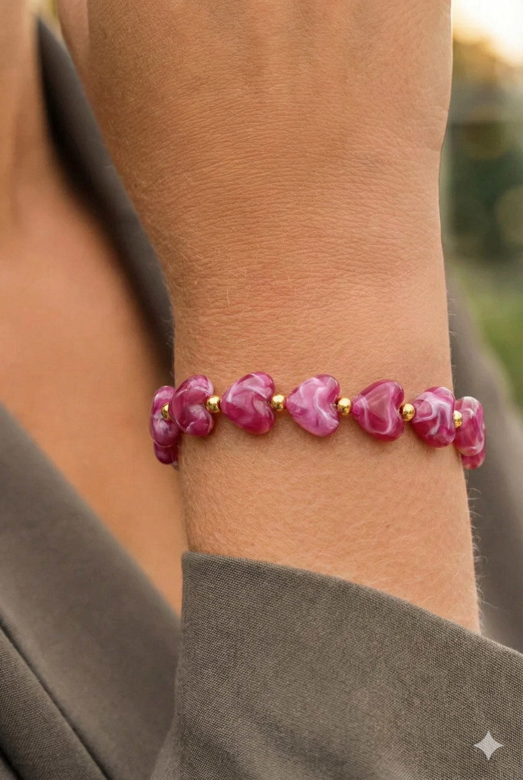 Milena - Heart bracelet - Purple - Stainless Steel