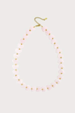 Roze hartjes ketting van roestvrij staal met gouden afwerking, trendy sieraad voor dames