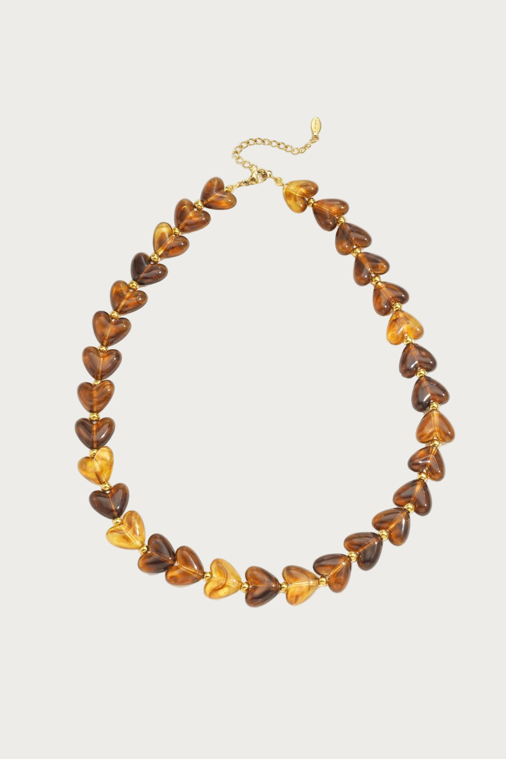 Milena - Hartjes Ketting - Amber - Stainless Steel