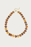 Milena - Hartjes Ketting - Amber - Stainless Steel