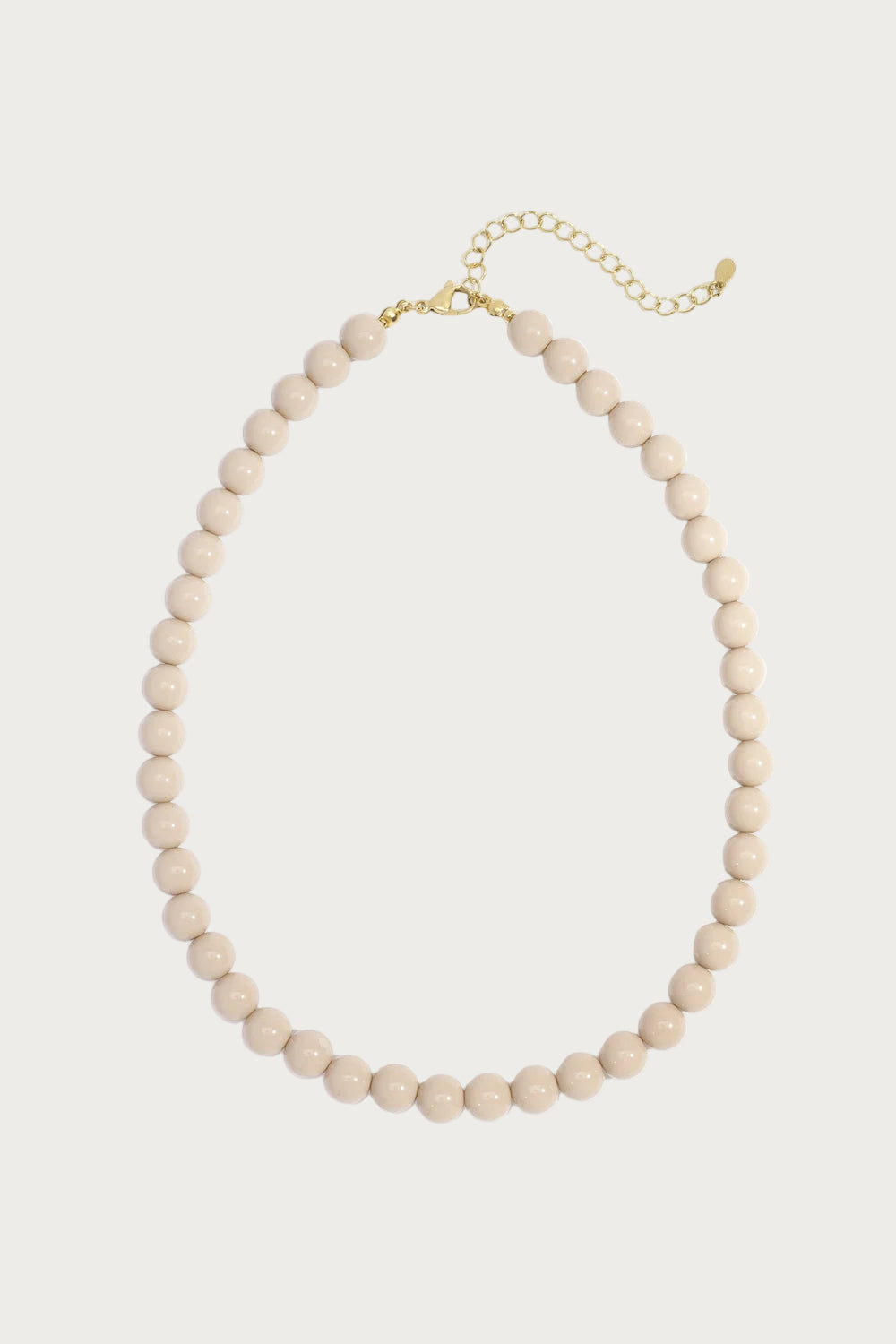 Mira beige kralenketting van roestvrij staal met gouden sluiting, modern damesjuweel
