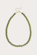 Groene Mira ketting van roestvrij staal met ronde kralen en gouden sluiting, modern dames sieraad