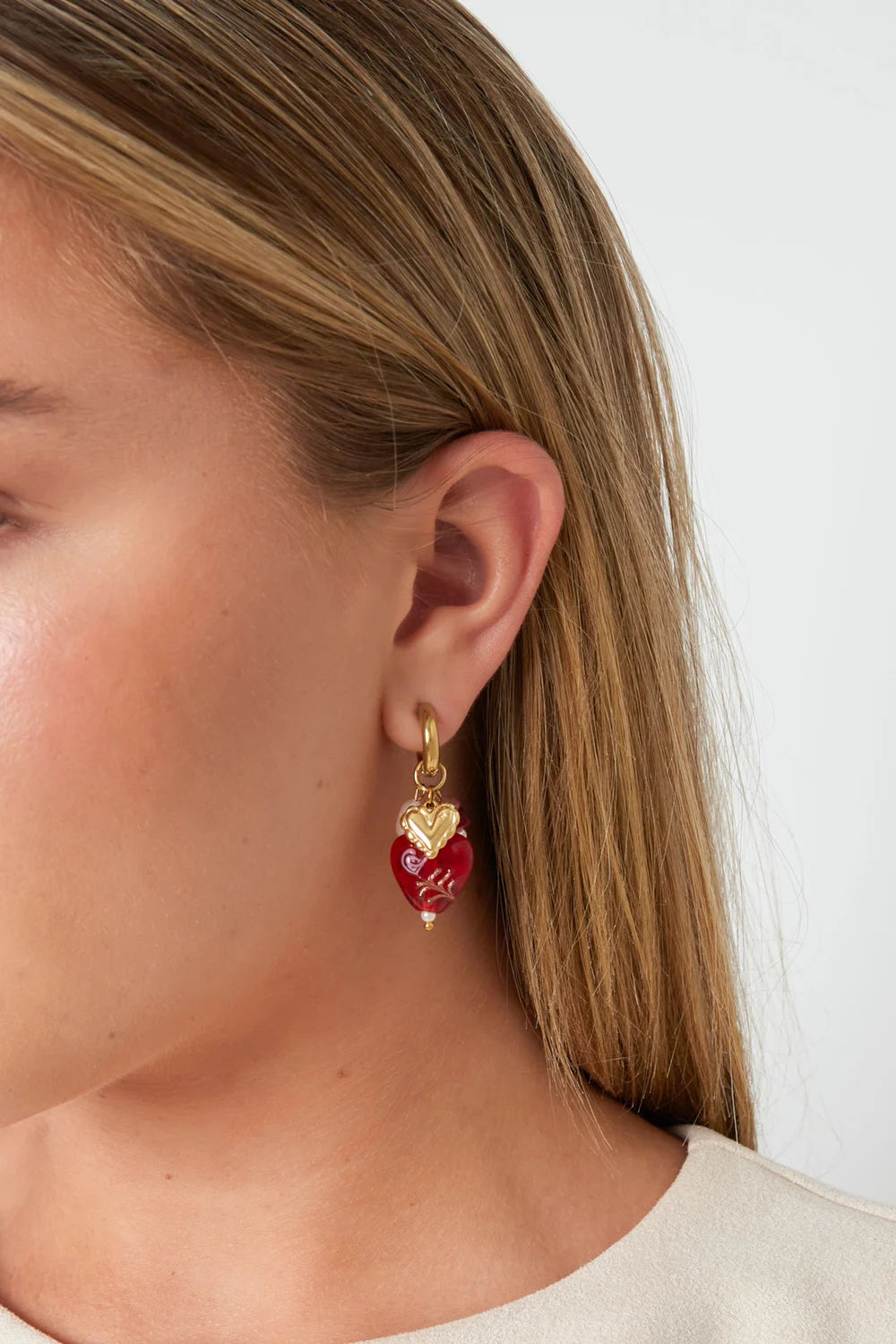 Pastel heart pink - Oorbellen - Stainless Steel