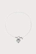 Zilveren pearl ketting met hart hanger van stainless steel, perfect voor een elegante dames look