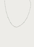Zilveren ketting met delicate imitatieparels, elegant dames sieraad