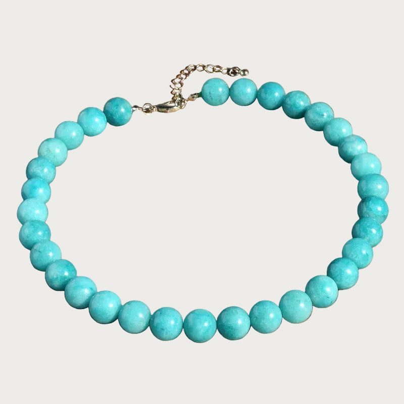 Rosalie kralenketting met turquoise natuursteen kralen, verstelbare gouden sluiting en verlengketting, sieraden