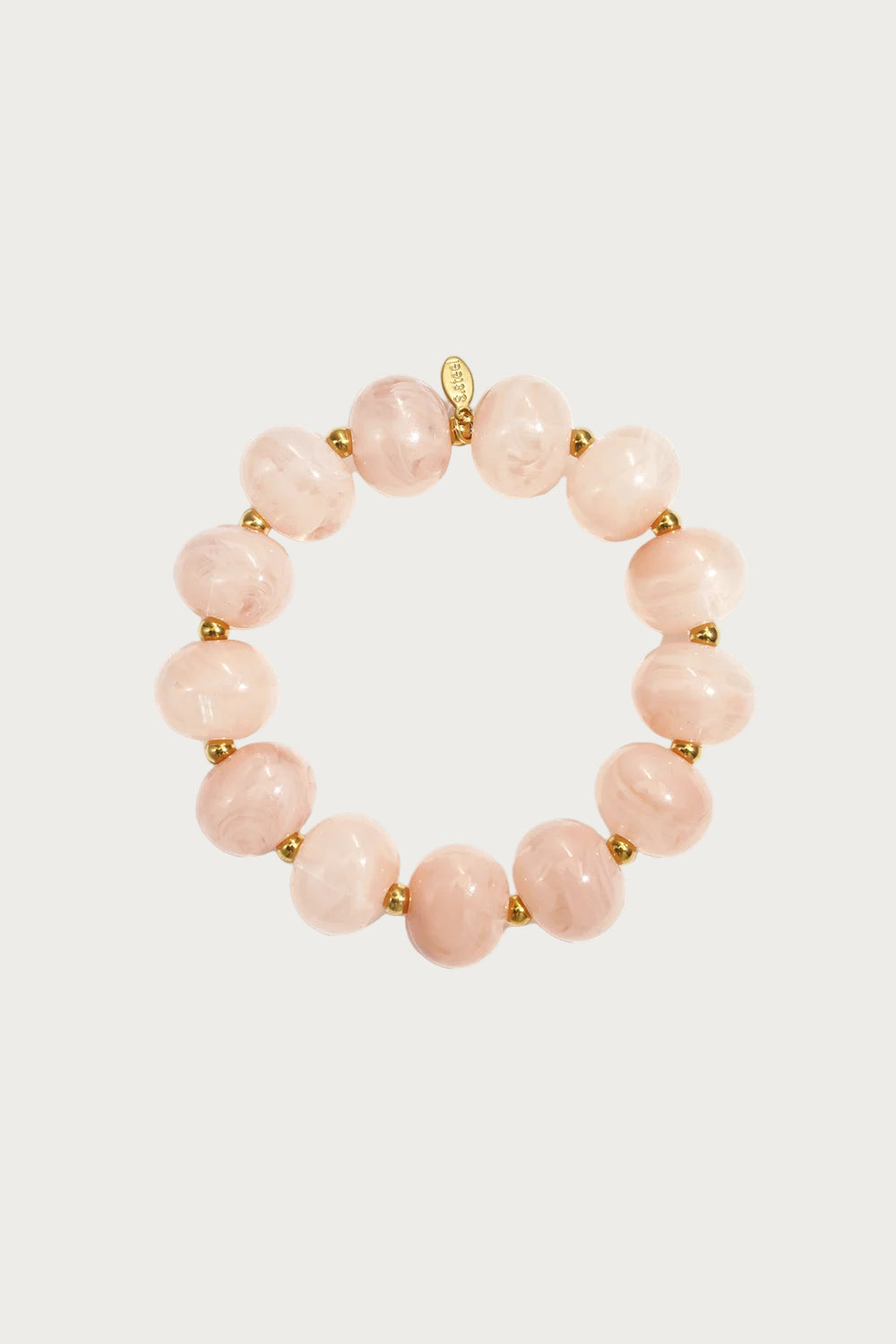 Rosalie roze kralen armband van stainless steel met gouden accenten en unieke glans