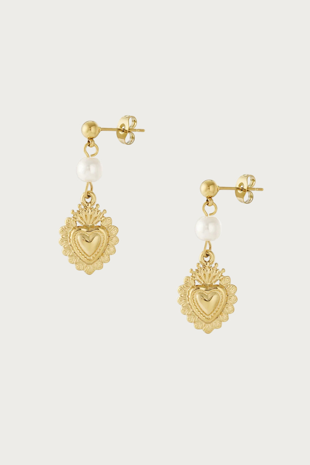 Royal Heart Earrings - Stainless Steel