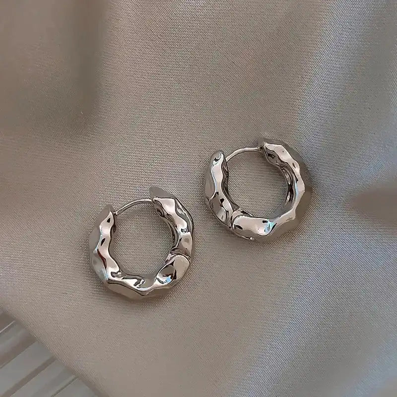Sculpted Hoops Silver – Oorbellen – Stainless Steel