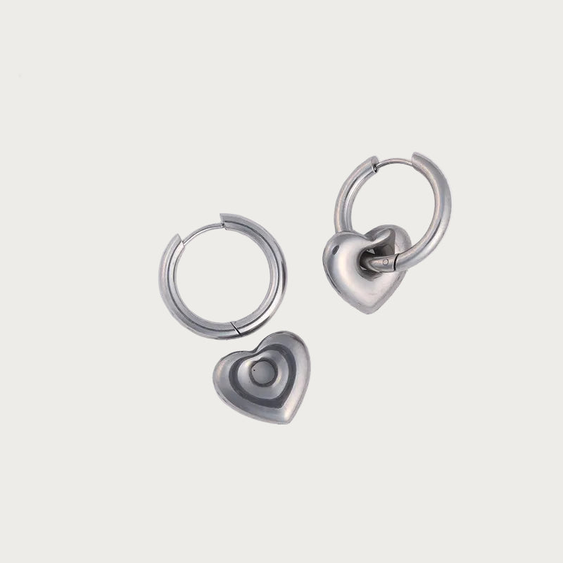 Silver Heart - Oorbellen - Stainless Steel