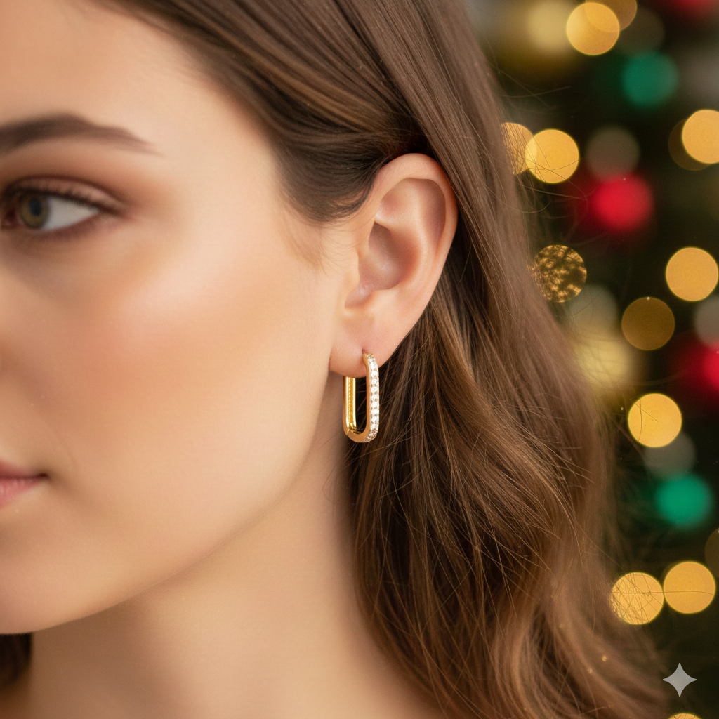 Sparkling oval hoops - Oorbellen - Stainless Steel