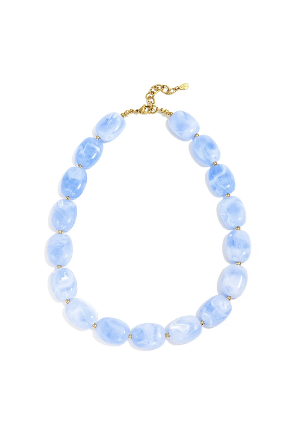 Babyblauwe squoval kralenketting van acryl met roestvrijstalen sluiting voor dames, perfect als casual dagelijks sieraad.