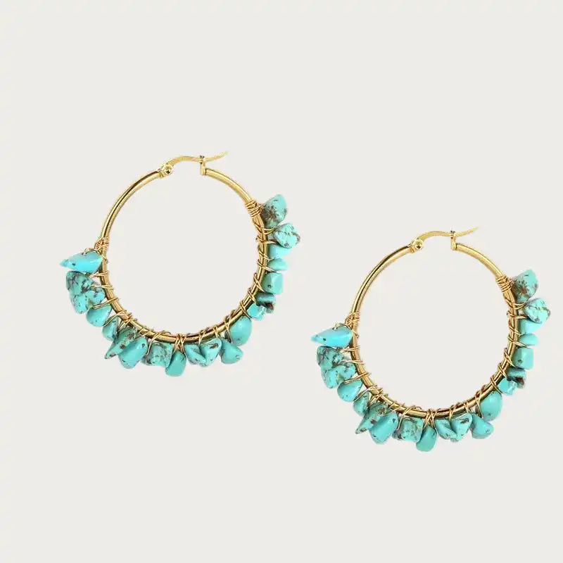 Amethyst - Natural Stone - Earrings - Stainless Steel