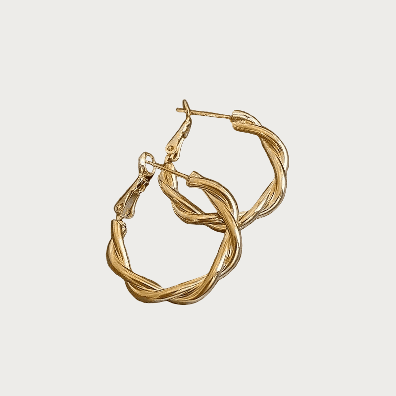 Gouden Twisted Hoops oorbellen van stainless steel, dames oorringen met gedraaide textuur (paar)
