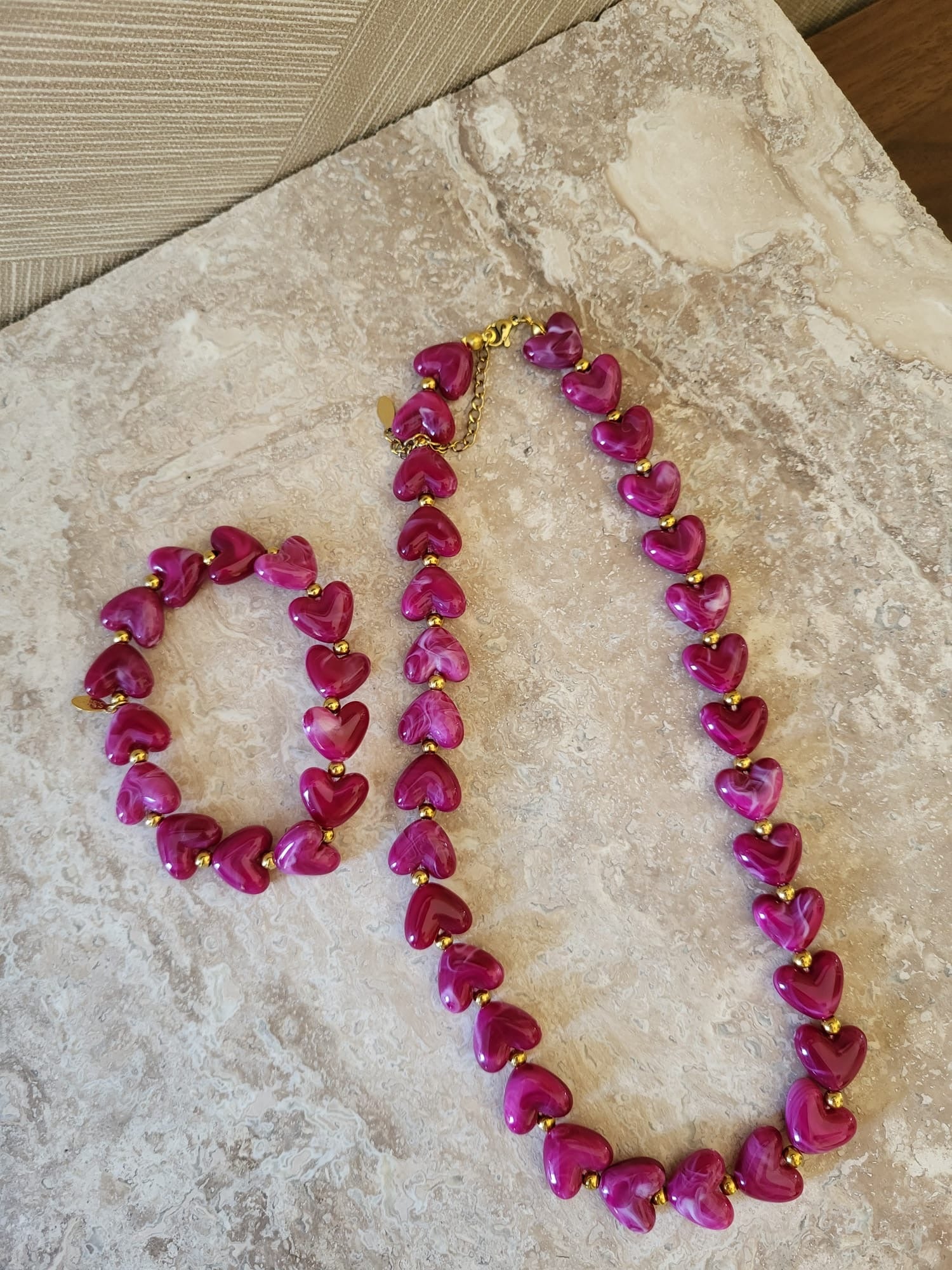 Milena - Hartjes Ketting - Paars - Stainless Steel