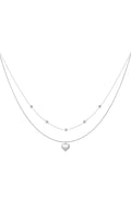 Elegant Heart Layered Necklace in Silver & Gold
